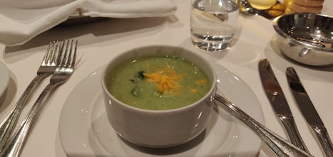 Pea soup (MDR dinner, Bar Harbor night)
