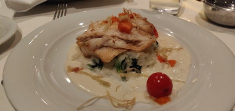 White fish main (MDR dinner, Bar Harbor night)