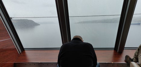 Spinnaker Lounge, overlooking Saguenay River during sail away.