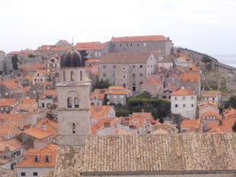 Dubrovnik old town. You can the wall on the back right. What a walk. Not fo