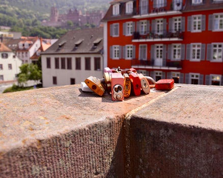 Love locks on the bridge in Heidelberg, Germany