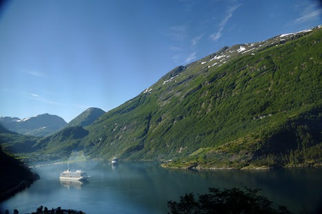 The VIking Star docked in the Geiranger Fjord