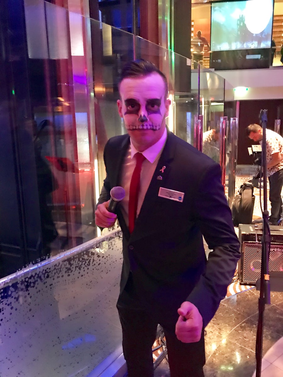 Lewis, the Cruise Director in his element. Halloween.