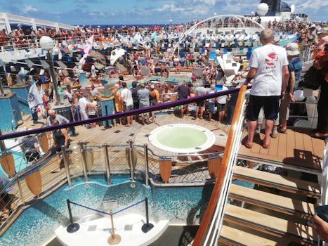 The ship was FULL (3000 + passengers?) - this was the celebration of crossi