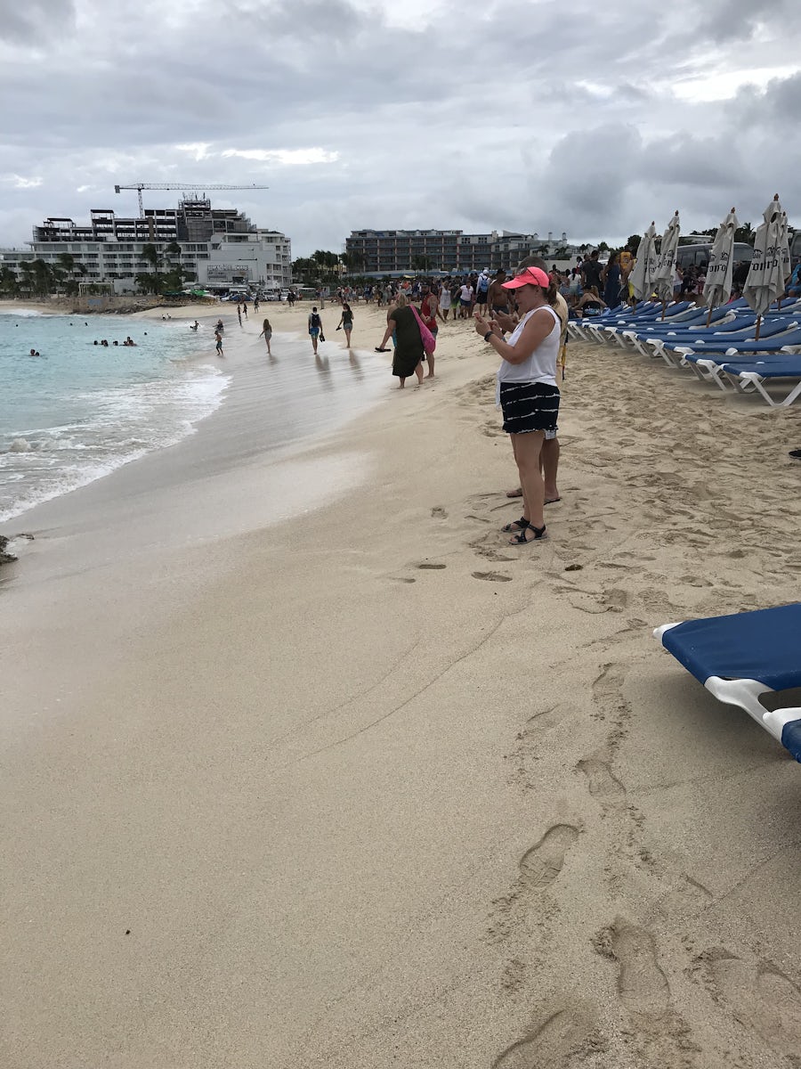 Maho Beach with more sand coverage than prior to last years devastating hurricane. Lots of activities, good food and drinks but crowded, especially when there were 3 cruise ships in port.