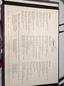 Example of the Main Dining Room Menu for one night.  You can choose one or