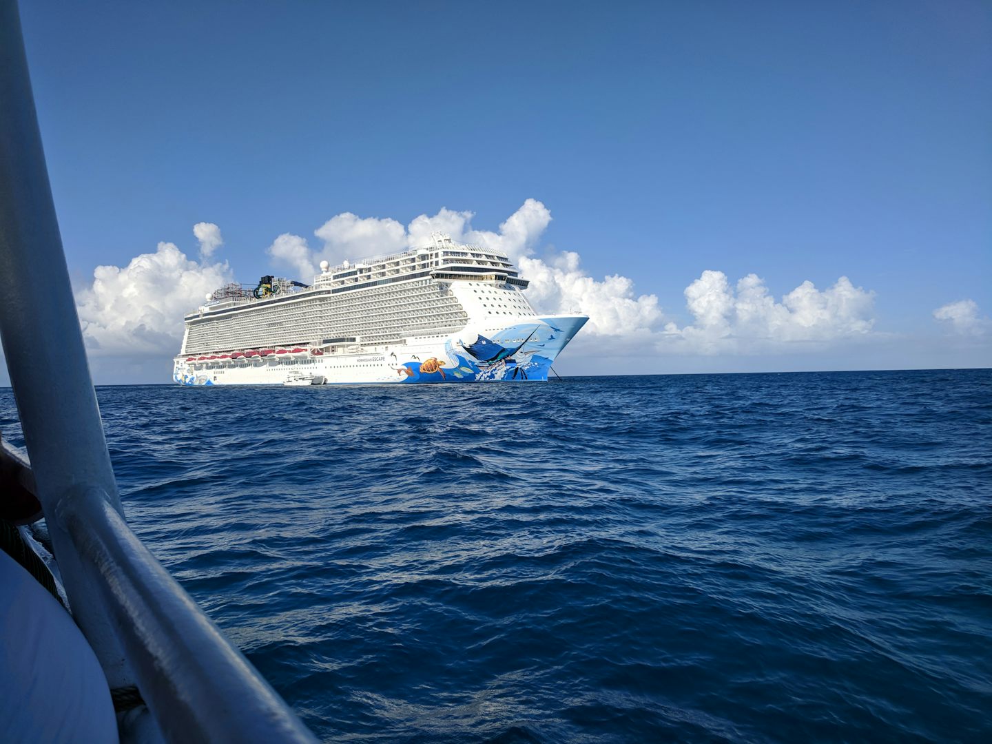 View of Norwegian Escape from tender