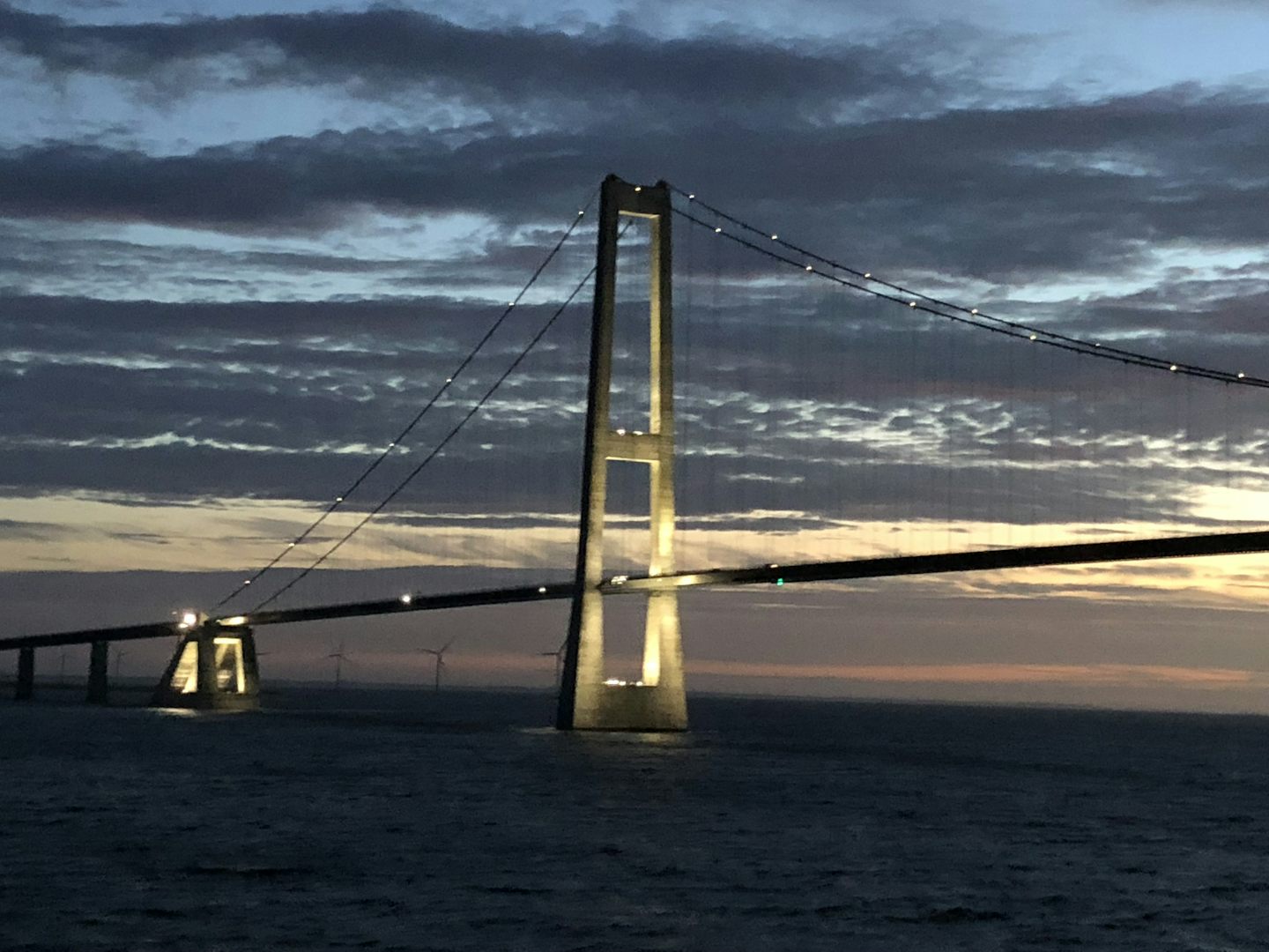 Sailing beneath 'The Bridge,' between Denmark & Sweden.