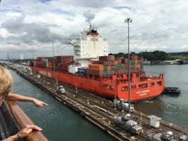 Going through the Canal - 3 locks in & about to enter Gatun Lake