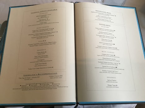 The restaurant menu