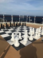 Queen Elizabeth giant chess set.