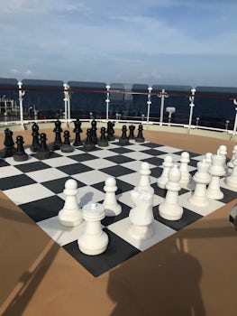 Queen Elizabeth giant chess set.