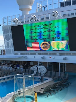 Outdoor screen at pool deck