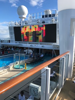 Outdoor screen at pool deck