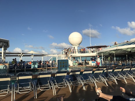 Pool area on a sea day... not crowded on a small ship right?!