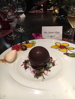 Dessert was a Chocolate Sphere at the Cellar Master's Dinner.