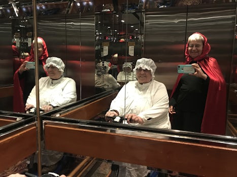 Halloween Elevator Selfie - Grandma and Red Riding Hood