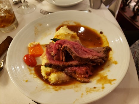 Prime rib. It was cleaner but the hubby made a mess of it. Main dining  room.