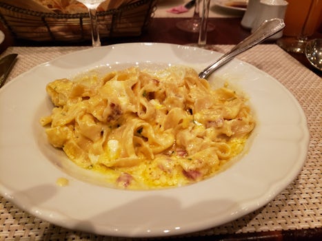 Fettucini carbonara with pancetta at Giovanni's