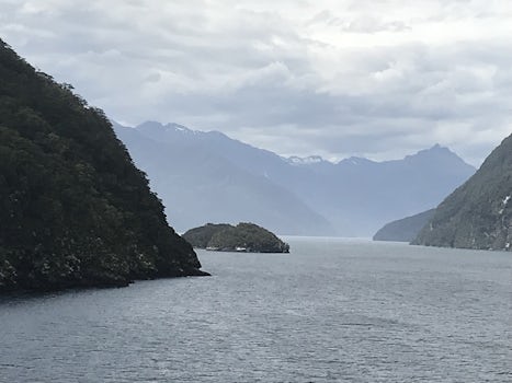 Doubtful Sound with snow on the peaks