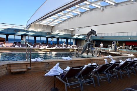 The pool on deck 11 showing part of the closing roof