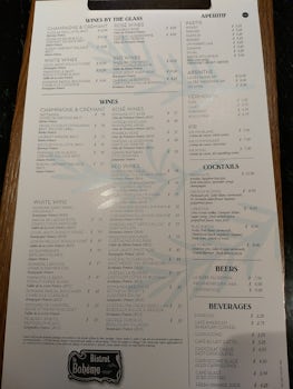 french restaurant menu, with .  the deluxe drink package you can get the ab