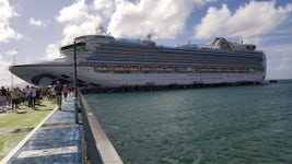 The Crown Princess sitting at harbor in Martinique.