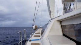 View forward on the Silver Moon Catamaran in Barbados