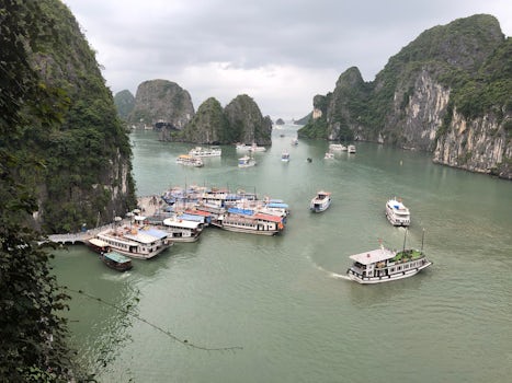 This is a picture of Halong Bay near one of the caves.