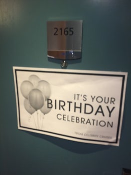 My husband’s birthday was celebrated with a door sign and a wonderful cak