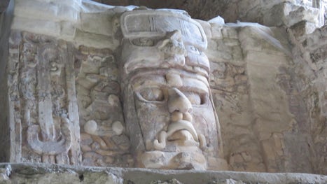 Figurehead carved in stone at the Kohunlich Mayan Ruin