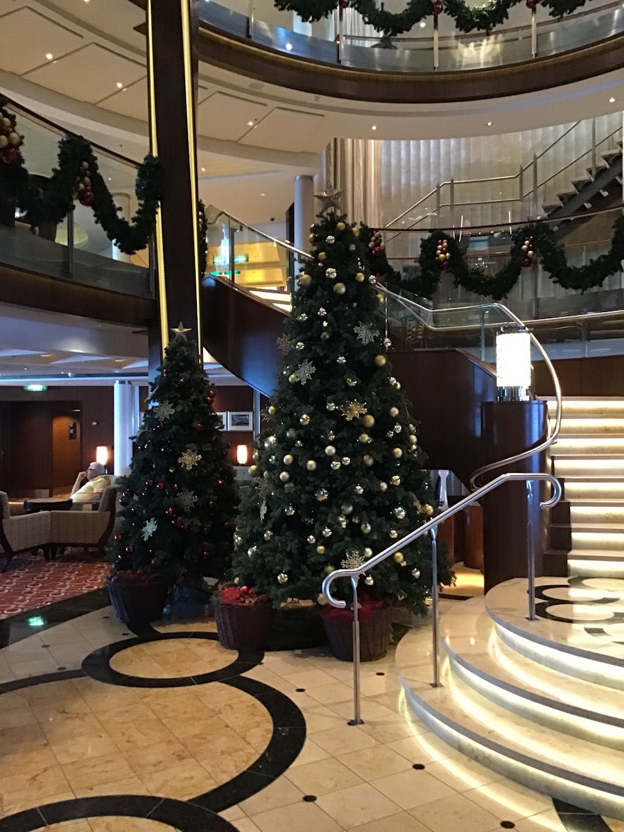Christmas decorations on the ship.