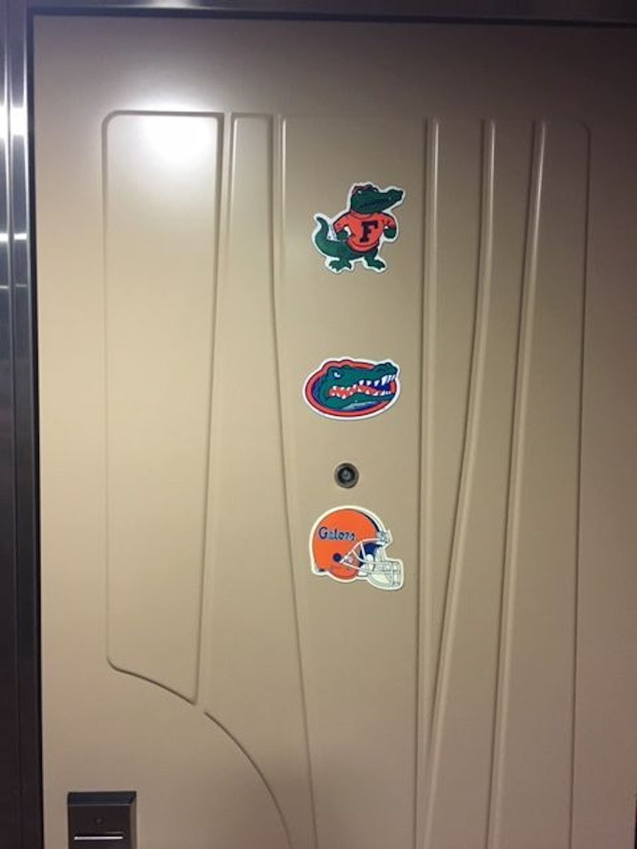 Gator magnets on our cabin door...