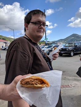 Another stop on our walking cultural/food tour in St. Thomas to enjoy a pat