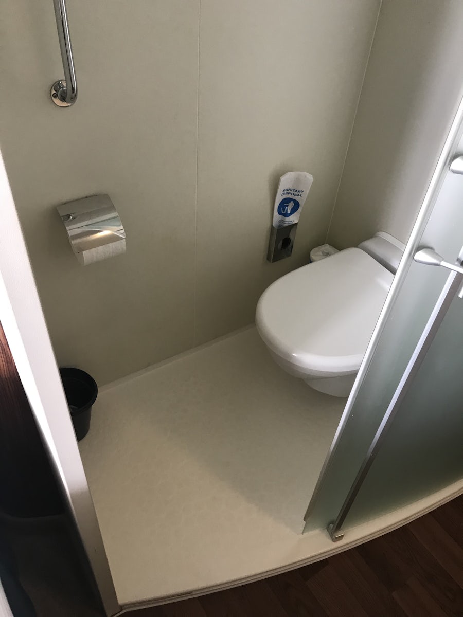 This is a picture of the toilet. Toilet, shower, and sink were all separate