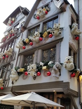 Christmas Decorations in Strasbourg.  The town was beautifully decorated