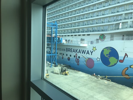 View from the gangway head to ship on arrival day