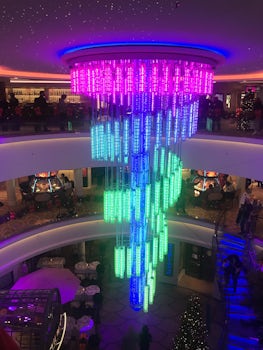 Beautiful color change chandelier in main lobby