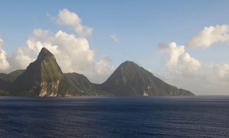 Closeup of the Pitons on St. Lucia during the cruise-by!  So lovely!