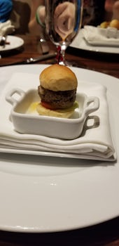 Mini hamburgers from the steakhouse.