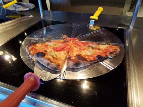 This is a typical pizza served to passengers. The maitre de hotel should be