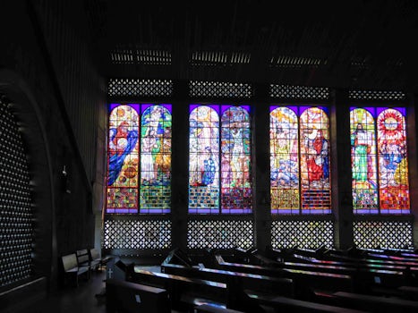 Stained glass in cathedral in Puerto Limon
