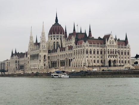 Hungarian Parliament building, view from our cabin the morning we sailed in