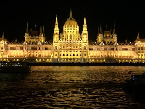 Cruising the river at night in Budapest.