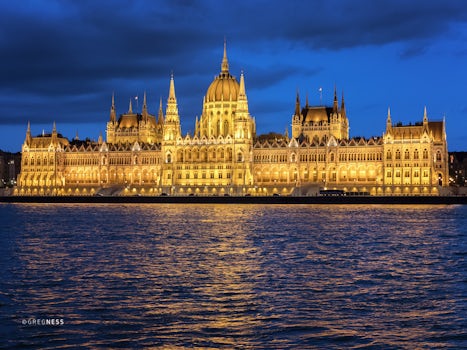 Blue hour photo of the Parliment Building in Budapest, Hungary.