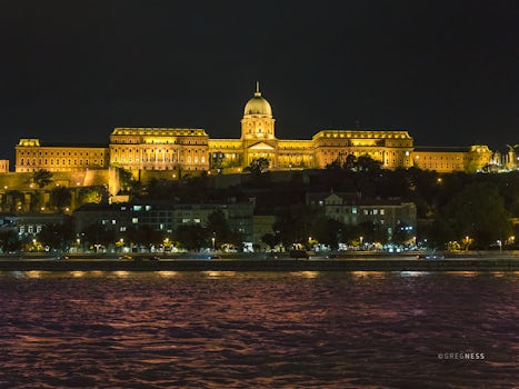 Evening photo of the Buda Castle Complex in Budapest, Hungary.