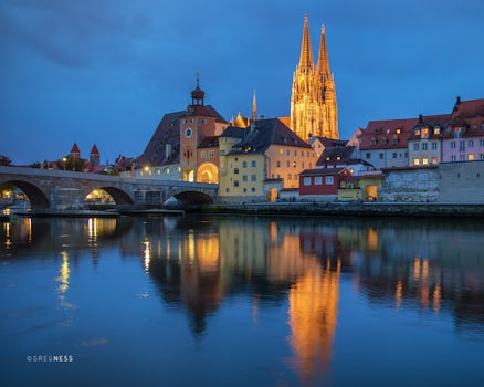 Evening in Regensburg, Germany.