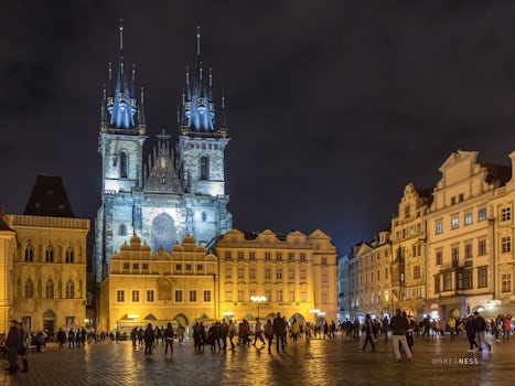 Old Town Prague at night.