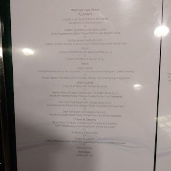 Sample dinner menu