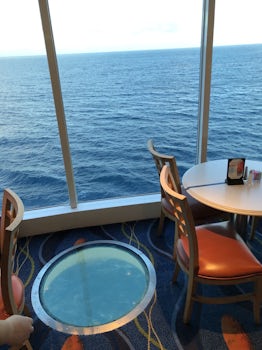 This is the view from the buffet. Note the floor porthole looking straight